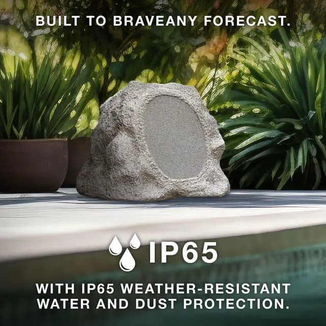 Alt view image 6 of 7 - Rock Speaker Connect - Outdoor Bluetooth Solar Speaker - Stone | Rock-shaped outdoor speaker, Bluetooth 5.3, solar and USB-C charge, 22-hr battery, link up to 20, IP65