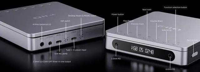 Alt view image 6 of 7 - DM13 Multifunctional Portable Stereo CD Player with Long-Lasting Battery, Supports USB Ripping, Optical/coaxial/3.5mm/4.4mm outputs (Skylight Bluetooth)