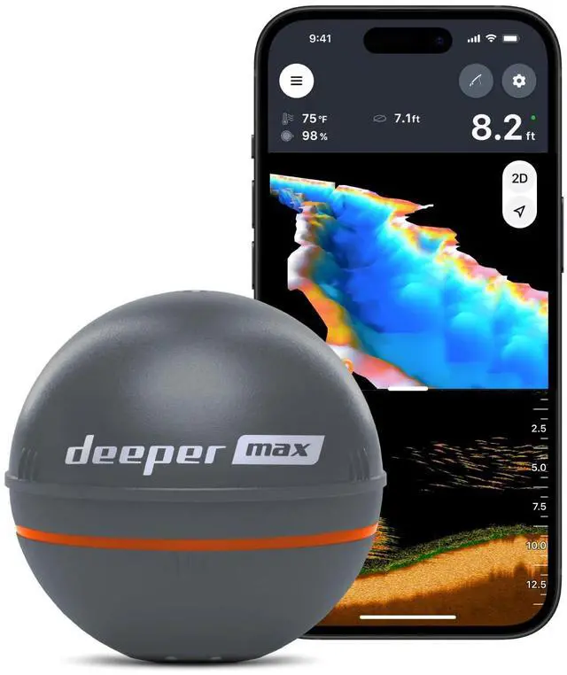 Main image of MAX Castable GPS Fish Finder Portable Chirp Sonar Depth and Fish Finder for Boat Fishing, Ice Fishing, Shore Fishing - Personal 3D Depth Maps with User-Friendly Free App