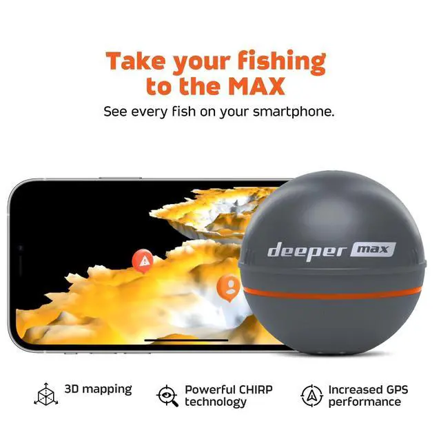 Alt view image 2 of 7 - MAX Castable GPS Fish Finder Portable Chirp Sonar Depth and Fish Finder for Boat Fishing, Ice Fishing, Shore Fishing - Personal 3D Depth Maps with User-Friendly Free App