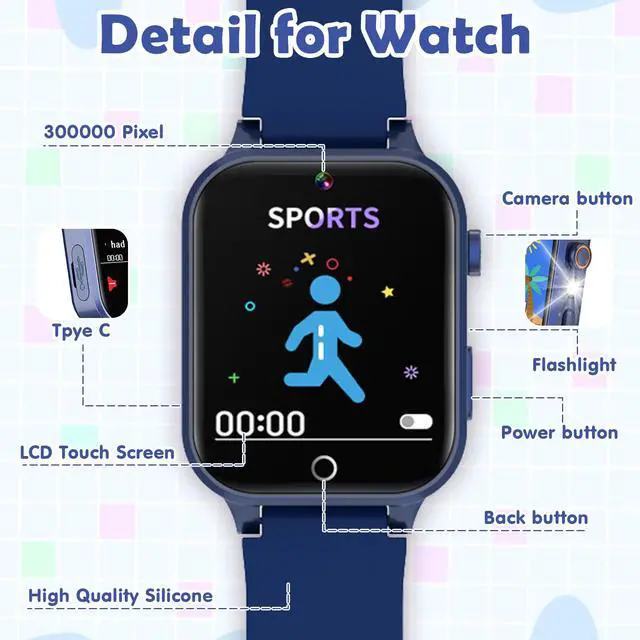 Alt view image 5 of 7 - Smart Watch for Kids, 26 Puzzle Games HD Touch Screen Camera Alarm Clock | Ideal gift toy for boys girls ages 4-12, Touch Screen, HD camera, alarm clock