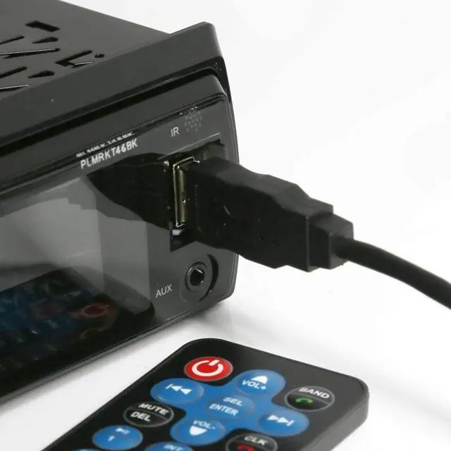 Alt view image 6 of 7 - Marine Headunit Receiver Speaker Kit - In-Dash LCD Digital Stereo Built-in Bluetooth & Microphone w/ AM FM Radio System 5.25 Waterproof Speakers (2) MP3/SD Readers & Remote Control-PLMRKT46BK