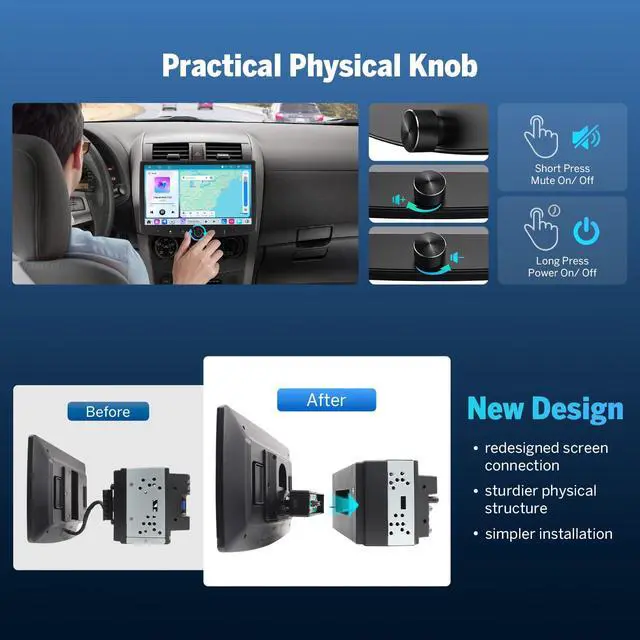 Alt view image 5 of 7 - 6GB+64GB Double Din Car Stereo 10.1" Headunit UX7SK-PLUS | Android Auto Car Audio Receiver Android 13 Touchscreen Navigation Bluetooth Backup Camera 4G LTE DSP