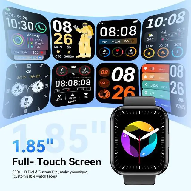 Alt view image 5 of 7 - Smart Watch for Men - 1.85" HD 2026 Upgraded Fitness Tracker Bluetooth Call and Text Smartwatch with 7 Day Battery 5 ATM Waterproof Heart Rate Sleep Monitor 130+ Sport Modes for Android & iOS (Black)