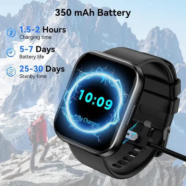 Alt view image 6 of 7 - Smart Watch for Men - 1.85" HD 2026 Upgraded Fitness Tracker Bluetooth Call and Text Smartwatch with 7 Day Battery 5 ATM Waterproof Heart Rate Sleep Monitor 130+ Sport Modes for Android & iOS (Black)