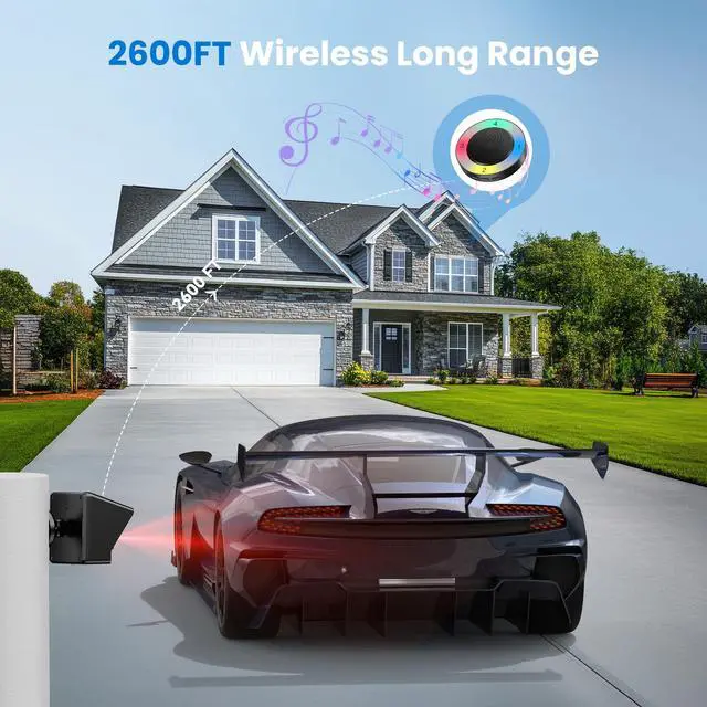 Alt view image 3 of 7 - Non-APP Solar RGB Wireless Driveway Alarm 1 Receiver 1 Sensor | 2600FT Range,36 Melodies, 5 Adjustable Volumes Motion Sensor for Driveways, Homes, Large Properties, Outdoor Security System