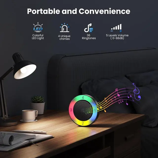 Alt view image 5 of 7 - Non-APP Solar RGB Wireless Driveway Alarm 1 Receiver 1 Sensor | 2600FT Range,36 Melodies, 5 Adjustable Volumes Motion Sensor for Driveways, Homes, Large Properties, Outdoor Security System