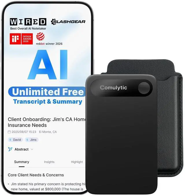 Main image of Note Pro AI Voice Recorder, AI Taking Device and Meeting Recorder | Unlimited Transcribe & Summarize, AI Voice Recorder with Noise Reduction, Supports 113 Languages, Ultra-Slim Case Included