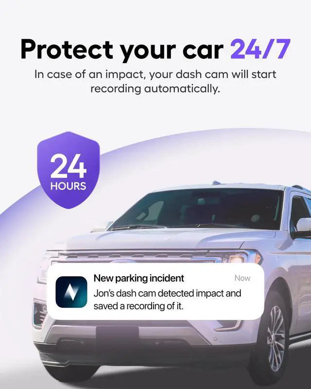 Alt view image 3 of 7 - Beam GPS Dash Cam - 1 Year App Subscription Included - Unlimited Cloud Storage, Drive Recordings, Parking Mode, Night Vision, All Inside the App - WiFi HD Front Dash Cam (64 GB SD)