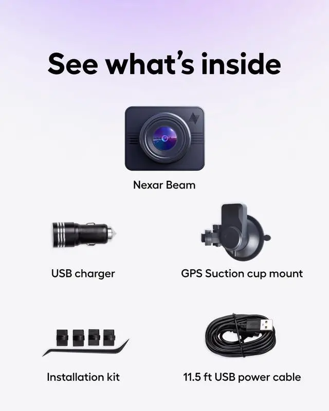 Alt view image 7 of 7 - Beam GPS Dash Cam - 1 Year App Subscription Included - Unlimited Cloud Storage, Drive Recordings, Parking Mode, Night Vision, All Inside the App - WiFi HD Front Dash Cam (64 GB SD)