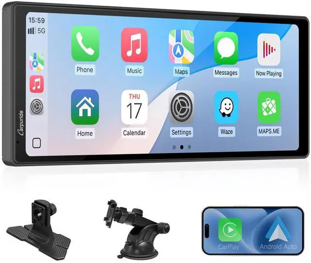 Main image of 10.26 Inch Wireless/Wired Apple CarPlay Android Auto Mirror Link | 1600 * 600 IPS Touch Screen Portable Car Stereo, Bluetooth Audio, Siri, Navigation Car Screen for All Vehicles