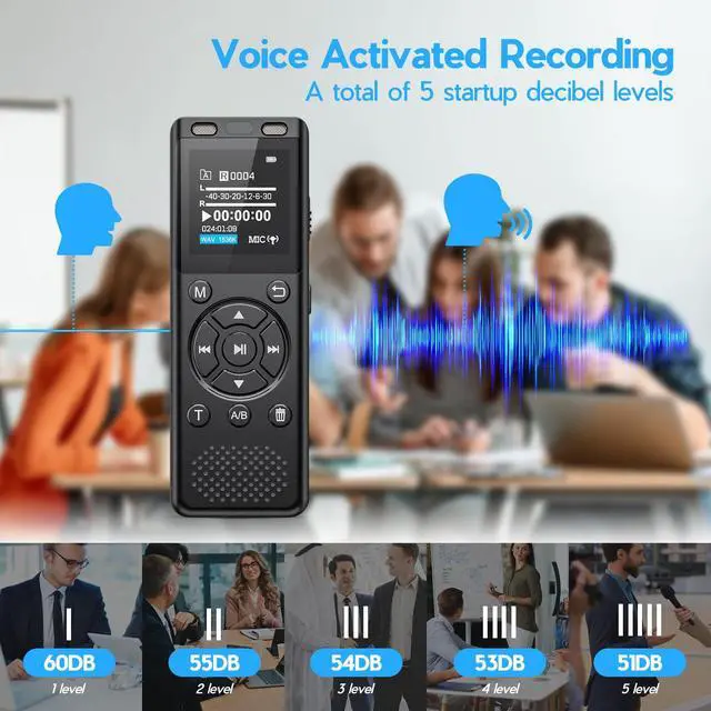 Alt view image 5 of 7 - 96GB Digital Voice Recorder with Playback,Audio Recording Device | for Lectures Meeting/Classes/Interviews,Tape Recorder with Voice Activated,Password,Noise Reduction,A-B Repeat,MP3 Player Etc
