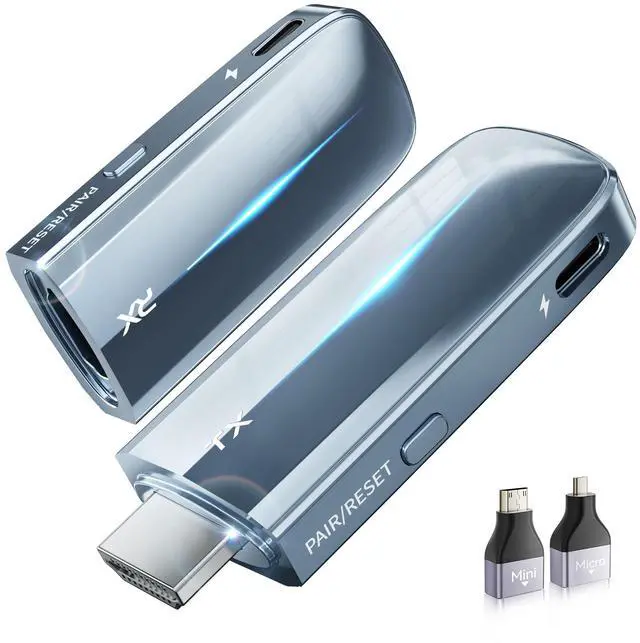 Main image of Wireless HDMI Transmitter and Receiver 400FT/120M, LDS Antenna Low-Latency Dual-Band 5.8+2.4G, 4K Decode 10Bit 1.08 Billion Hues Display Video and Audio to Monitor from Projector/TV (Blue)