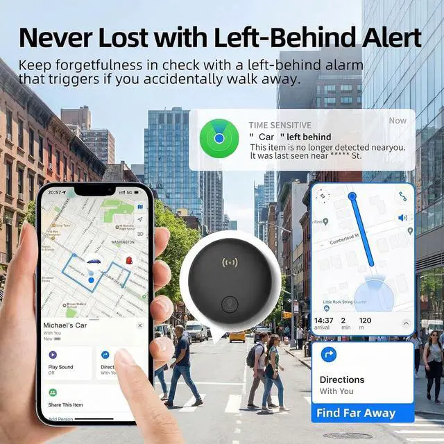 Alt view image 2 of 7 - GPS Tracker for Vehicles, Real-Time Tracking for Cars w/Magnetic | No Monthly Fee / No SIM Card, Works with iOS Find My, Mini Hidden GPS Tracking Devices for Cars/Motorcycle/Bikes, Black