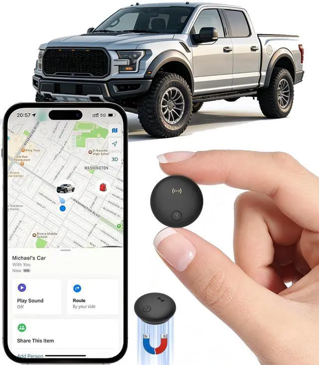 Main image of GPS Tracker for Vehicles, Real-Time Tracking for Cars w/Magnetic | No Monthly Fee / No SIM Card, Works with iOS Find My, Mini Hidden GPS Tracking Devices for Cars/Motorcycle/Bikes, Black