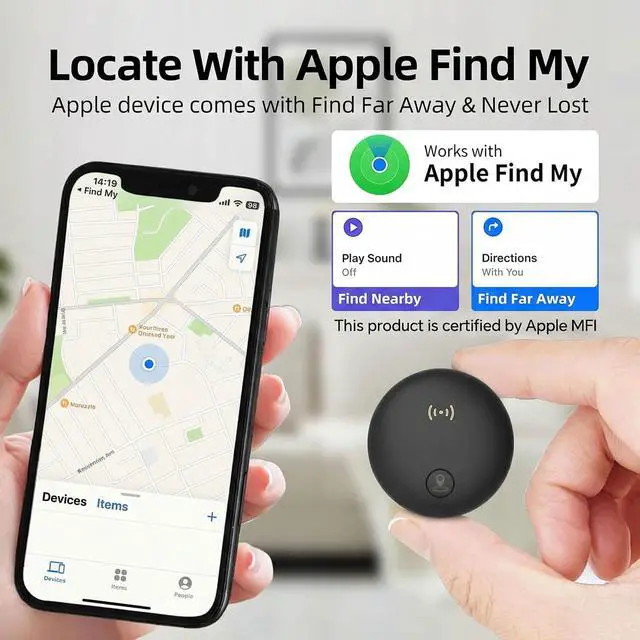 Alt view image 3 of 7 - GPS Tracker for Vehicles, Real-Time Tracking for Cars w/Magnetic | No Monthly Fee / No SIM Card, Works with iOS Find My, Mini Hidden GPS Tracking Devices for Cars/Motorcycle/Bikes, Black
