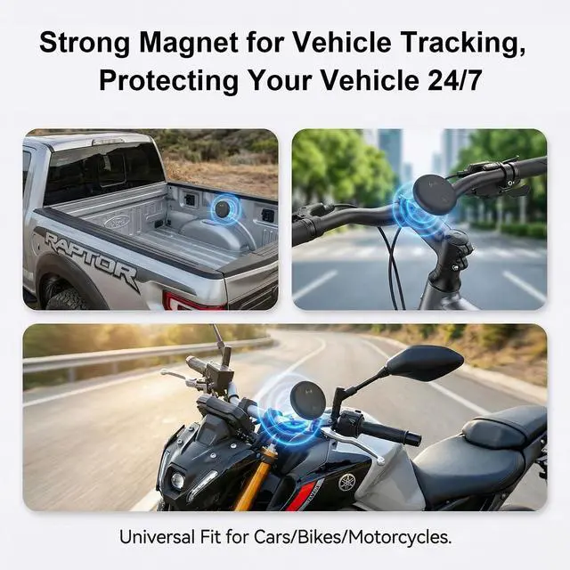 Alt view image 6 of 7 - GPS Tracker for Vehicles, Real-Time Tracking for Cars w/Magnetic | No Monthly Fee / No SIM Card, Works with iOS Find My, Mini Hidden GPS Tracking Devices for Cars/Motorcycle/Bikes, Black