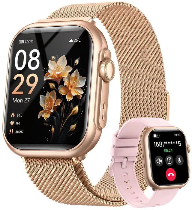 Main image of Smart Watches for Women,1.85" HD Smartwatch Fitness Trackers, with 2 Bands | 100+ Sports Mode/1000mAh Battery/Compatible iPhone or Android/Heart Rate/Sleep/Health Monitor/Answer/Make Call