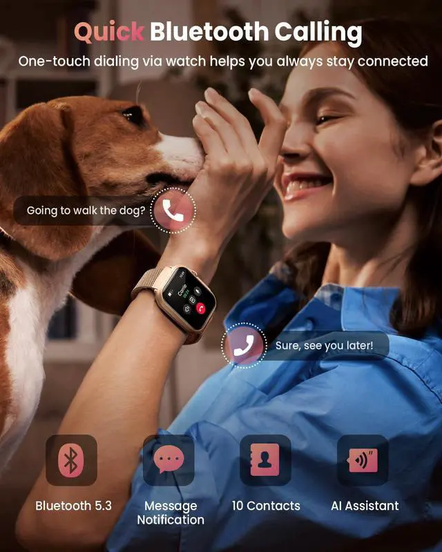 Alt view image 2 of 7 - Smart Watches for Women,1.85" HD Smartwatch Fitness Trackers, with 2 Bands | 100+ Sports Mode/1000mAh Battery/Compatible iPhone or Android/Heart Rate/Sleep/Health Monitor/Answer/Make Call