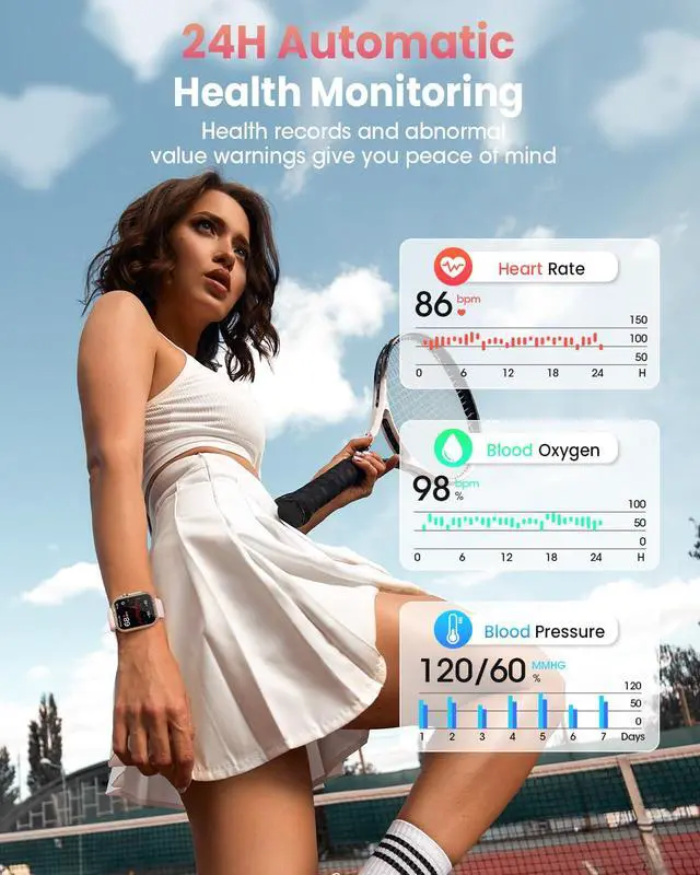 Alt view image 4 of 7 - Smart Watches for Women,1.85" HD Smartwatch Fitness Trackers, with 2 Bands | 100+ Sports Mode/1000mAh Battery/Compatible iPhone or Android/Heart Rate/Sleep/Health Monitor/Answer/Make Call