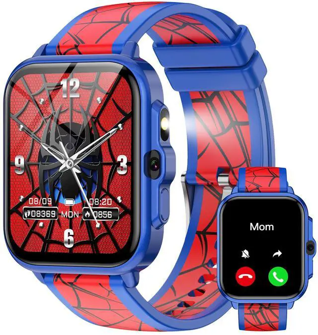 Main image of Smart Watch for Kids Boys Age 5-12, Ai Functions Games HD Touch Screen Watches with Video Camera Music Player Pedometer Heart Rate Sleep Tracker Christmas Birthday Gifts for Boys (Blue and Red, 1.85")