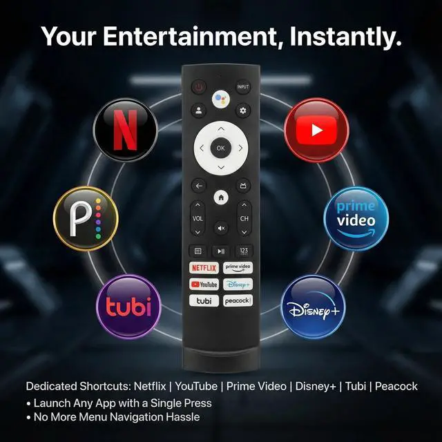 Alt view image 4 of 7 - Hisense TV Remote Control Replacement with Voice Control and Bluetooth for Google TV