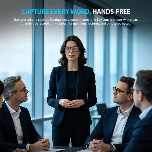 Alt view image 6 of 7 - AI Smart Glasses with Camera & Voice Assistant8MP 1080P HD Video | AI Recognition & Translation,Voice Recording,Open-Ear Audio, IPX4, 2-in-1Blue Light + Sunglass Lenses for Travel Vlog Work