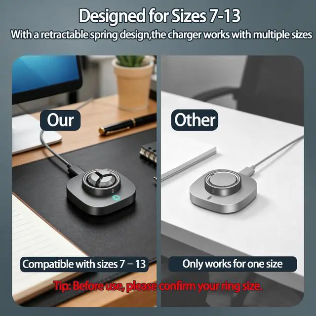 Alt view image 3 of 7 - Charger Compatible with Ou-ra Ring Gen 4: Fast Charging Dock for Size 7/8/9/10/11/12/13 with USB-C Cable (Not Compatible with Ring Gen 3)
