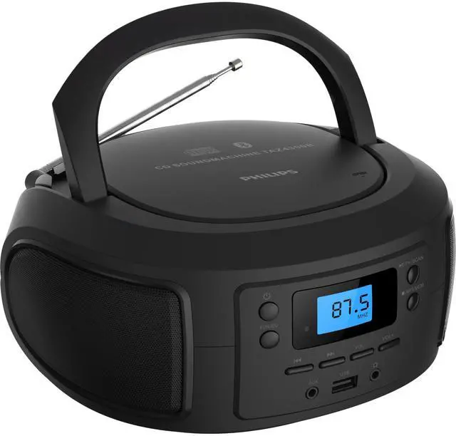 Main image of CD Player Portable with Bluetooth, Crystal Clear Sound Top Loading CD Boombox with FM Radio, USB Port & Aux Input, Compact & Lightweight Design,R/CD-RW/MP3 Compatible (Black)