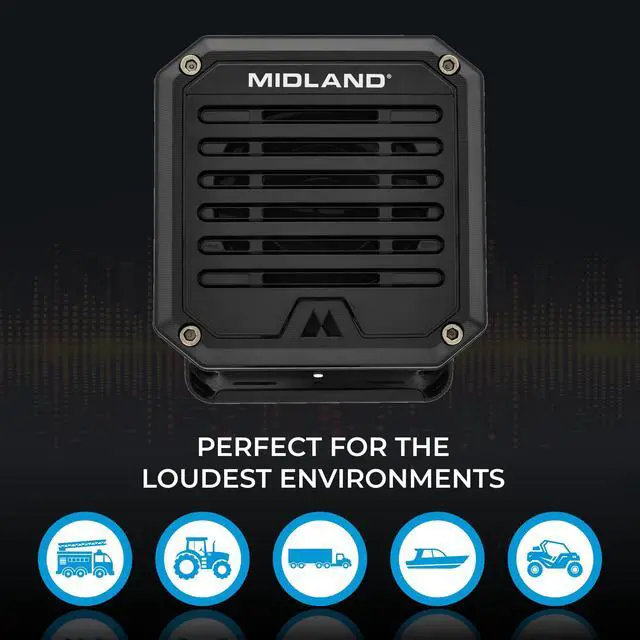 Alt view image 2 of 7 - SPK100 Heavy-Duty 20W External Speaker - 180 Degrees Swivel Base Bracket Works with All CB and MXT Radios 8-OHM Sound System 3.5mm Audio Plug - Easy Installation Waterproof Design
