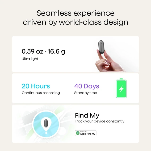 Alt view image 7 of 7 - NotePin Voice Recorder, AI Voice Recorder, AI Note Taker, AI Transcribe & Summarize, Support 112 Languages, for Meetings, Lectures, Professionals, Teams, Cosmic Gray, Non-S Version