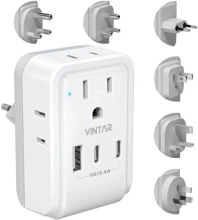 Main image of Universal Travel Adapter Kit, Type A,C,G,D,I,M Detachable Plug | 7 in 1 International Power Adapter with 4 Outlets 3 USB(2 USB-C), Travel Adaptor Worldwide for US EU UK India South Africa