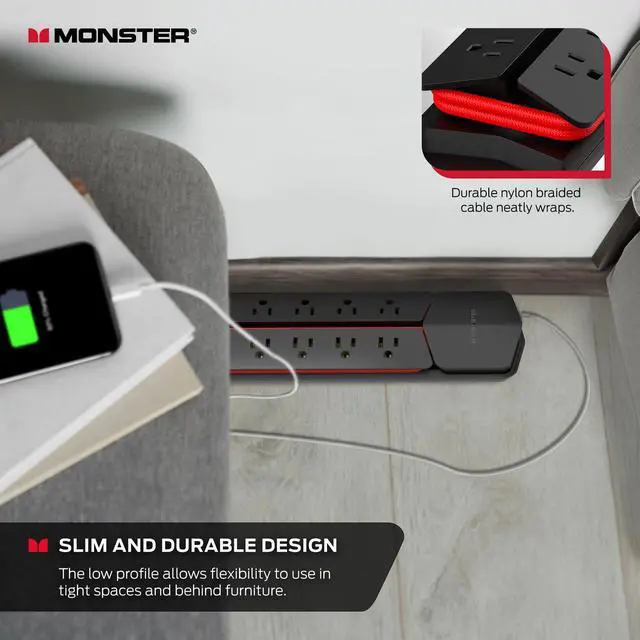 Alt view image 7 of 7 - Power Center Vertex XL Surge Protector With Detachable Power Strip, 10 AC Outlets, 2 USB-A Ports & 1 USB-C Port (20W)