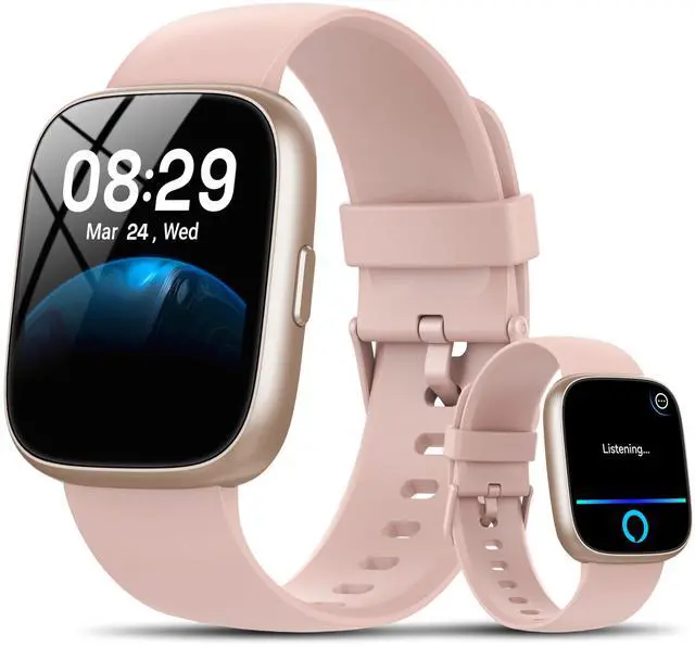 Main image of Smart Watch with Alexa Built-in, 1.83" HD Touchscreen Fitness Tracker with Bluetooth Calling, Fitness Watch with Heart Rate/Sleep Monitor/120+ Sports, IP68 Waterproof Smartwatch for Android iOS, Pink