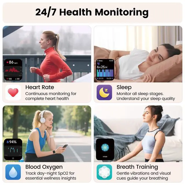 Alt view image 4 of 7 - Smart Watch with Alexa Built-in, 1.83" HD Touchscreen Fitness Tracker with Bluetooth Calling, Fitness Watch with Heart Rate/Sleep Monitor/120+ Sports, IP68 Waterproof Smartwatch for Android iOS, Pink