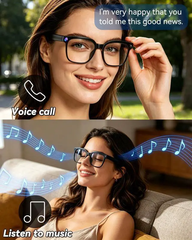 Alt view image 6 of 7 - Smart Glasses with Camera, 4K Anti-Shake, 8MP Camera Glasses, Real Time Translation, AI Voice Assistant, Object Recognition, Smart Glasses for Men, for Travel/Meetings/VlogPhotochromic