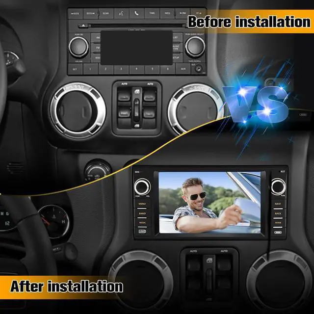 Alt view image 2 of 7 - 64GB Car Stereo for Jeep Wrangler JK 2007-2018 Dodge Ram 2008-2012 | 7" Touch Screen Jeep Wrangler Compass Carplay Radio Ram 1500 2500 3500 with WiFi GPS AM FM Android Auto
