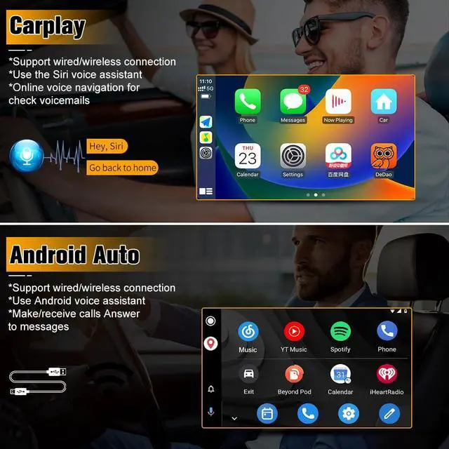 Alt view image 3 of 7 - 64GB Car Stereo for Jeep Wrangler JK 2007-2018 Dodge Ram 2008-2012 | 7" Touch Screen Jeep Wrangler Compass Carplay Radio Ram 1500 2500 3500 with WiFi GPS AM FM Android Auto