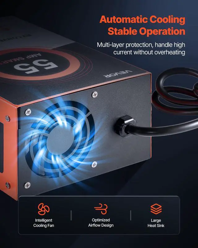 Alt view image 4 of 7 - RV Power Converter, 55 Amp, 110V AC to 12V DC RV Converter Battery Charger, Multi Stage Smart Charging, 13V to 16.5V Operating Range, Compatible with Lithium & Lead Acid Battery, for Camper