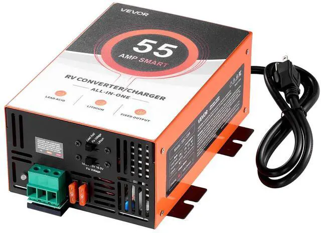 Main image of RV Power Converter, 55 Amp, 110V AC to 12V DC RV Converter Battery Charger, Multi Stage Smart Charging, 13V to 16.5V Operating Range, Compatible with Lithium & Lead Acid Battery, for Camper