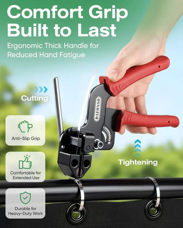 Alt view image 3 of 7 - 112-Piece Cable Tie Gun Kit, 11.8 Inch 304 Stainless Steel Zip Ties | Includes 110 Metal Zip Ties and Release Tool; Gun Tightens and Cuts for Fence, Exhaust Pipe, Chicken Coop, Farm and Cables