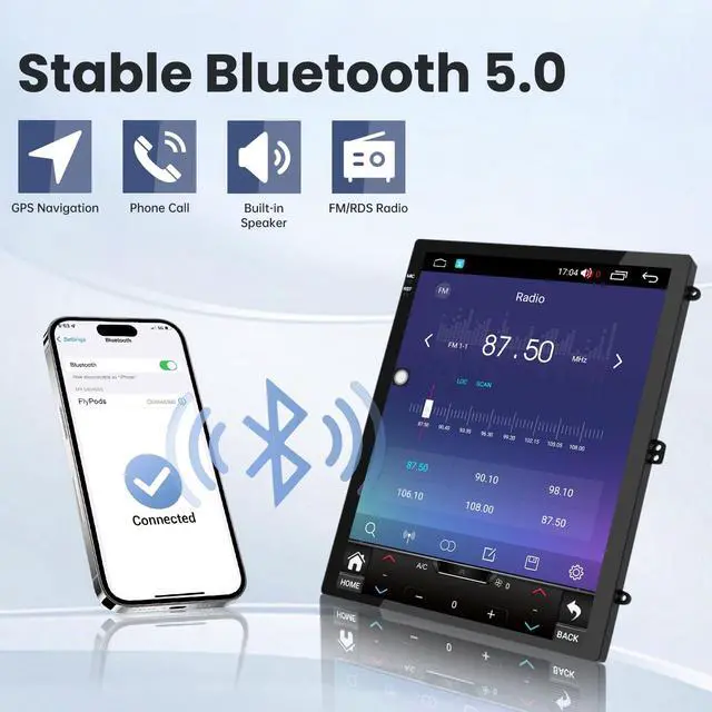 Alt view image 2 of 7 - 4 + 64GB ROM Android 15 Upgrade Car Radio for Chevrolet Chevy Cruze 2009-2015: 10.4 Inch 1024 * 768 HD IPS Tesla Style Touchscreen Stereo Wireless Carplay Andriod Auto Backup Camera GPS 5G WiFi FM