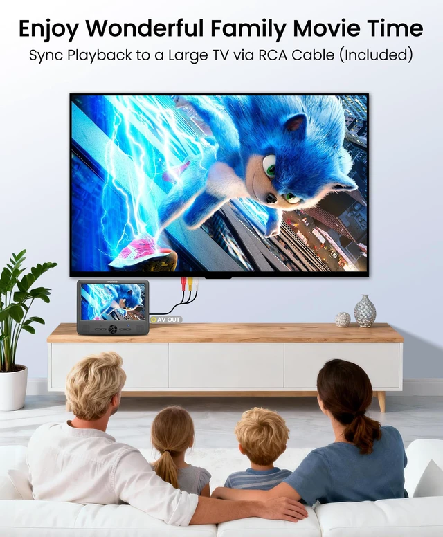 Alt view image 6 of 7 - 10" Car DVD Players, Portable DVD Player Dual Screen Play the Same or Two Different Movies with 5 Hours Rechargeable Battery, 2 AC Adapters, Headrest Mounts, All Regions, Support USB/SD/Sync TV