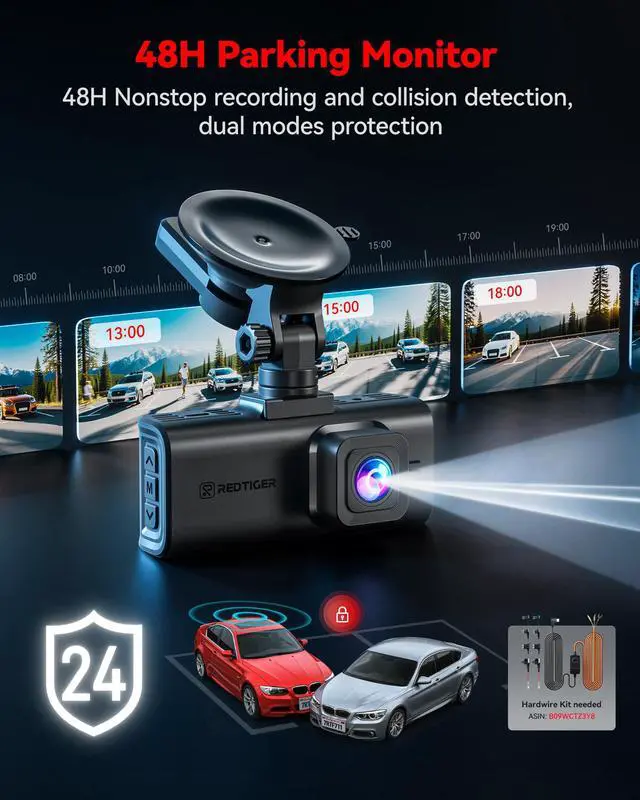 Alt view image 7 of 7 - 4K STARVIS 2 Dashcam Front Rear, 5GHz WiFi 20MB/s, Free 128GB Card | Voice Control, Touch Screen, GPS, Loop Recording, Parking Mode, Audio Recording, WDR Night Vision, Supercapacitor(F7N Touch)
