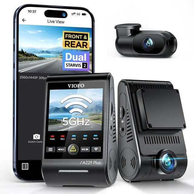 Main image of A229 Plus Dash Cam Front and Rear, 2K Dual STARVIS 2 Sensors & HDR | 1440P+1440P Car Dash Camera, 5GHz Wi-Fi, Smart Voice Control, Ultra-Precise GPS, Built-in Supercapacitor, 24H Parking Modes