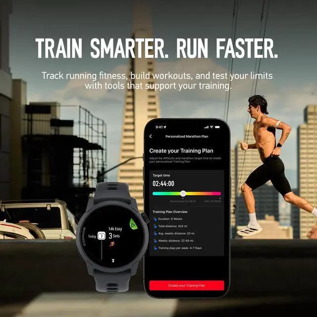 Alt view image 6 of 7 - PACE 4 Ultralight Sport GPS Watch for Run- Black Silicone, Standard | 1.2" AMOLED Touchscreen,19 days of daily use, Voice Control, Advanced Training Tools, Accurate GPS, Heart Rate Monitor