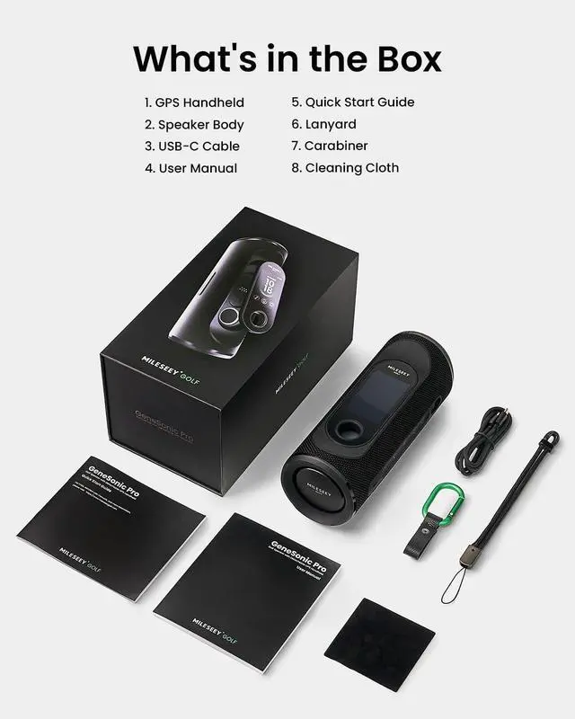 Alt view image 6 of 7 - GeneSonic Pro Golf GPS Speaker with 43K+ Courses No-Subscription | Detachable GPS Handheld Rangefinder, MagLock, Color Touchscreen, Visual & Audible Yards, Layup/FCB/Hazard, 15H Battery, IP67