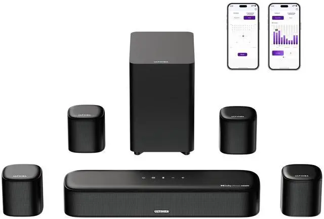 Main image of 7.1ch Surround Sound System for TV with Dolby Atmos, Aura A60 Pro | 4 Surround Speakers, Subwoofer for Home Theater, VoiceMX, BassMX, 420W Peak Power, HDMI eARC, App Control, 2026 Model