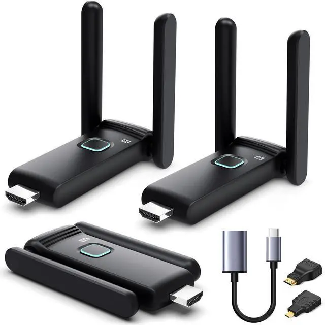Main image of Wireless HDMI 2 Receivers and Transmitter,Up to 6 RXs,No Hot,Plug and Play,2.4/5.8GHz Wirelessly Casting to Multiple Screens,50M/165FT,Wireless HDMI Splitter for TV/DSLR Camera/Projector/Laptop/PC