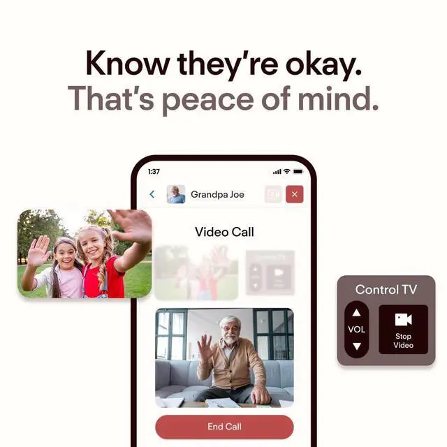 Alt view image 4 of 6 - JubileeTV Remote Care System for Seniors Stay Connected Through Their TV | Control TV Remotely from Your Phone | Video Calls, Reminders & Monitoring | Simple Setup + Voice Remote